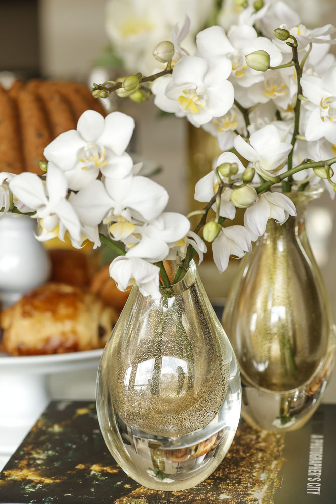 vasos e flores cristais cá d'oro