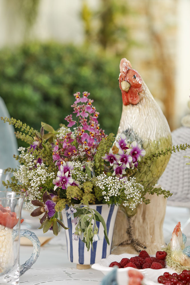 galos com cachepots da Vestindo a mesa