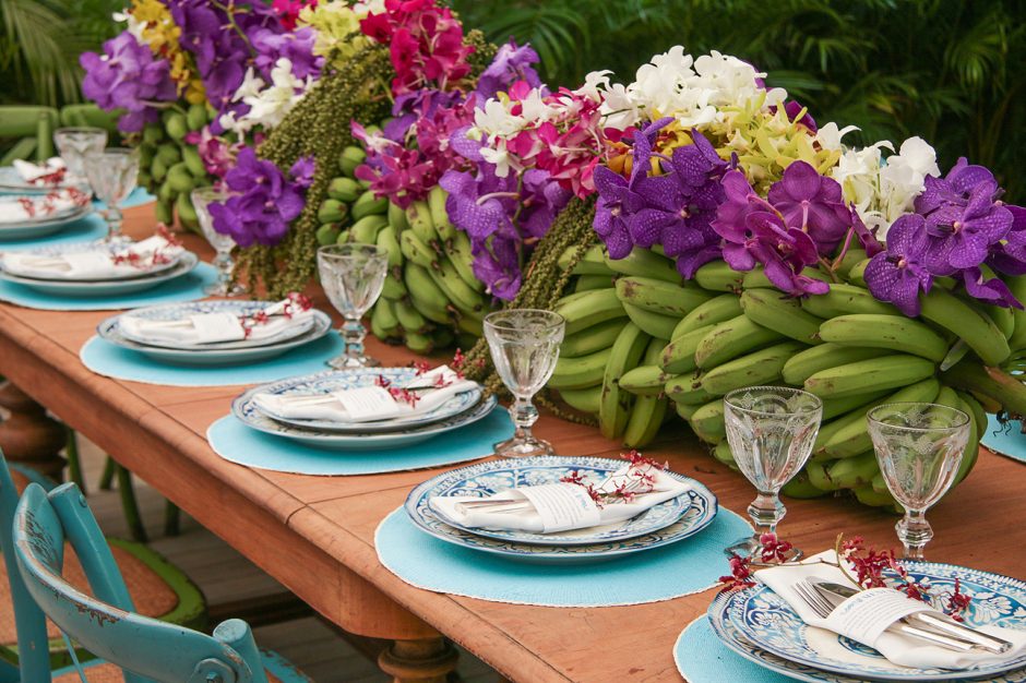 centro de mesa de bananeira 