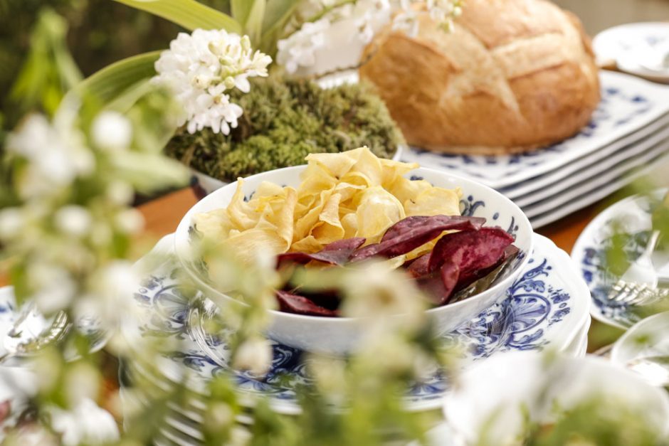 Chips de batata roxa e batata doce