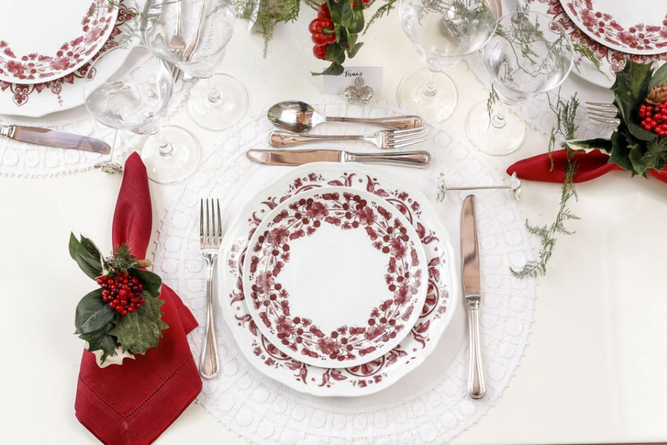mesa de natal com vinho