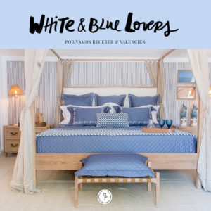 roupa de cama azul bordada