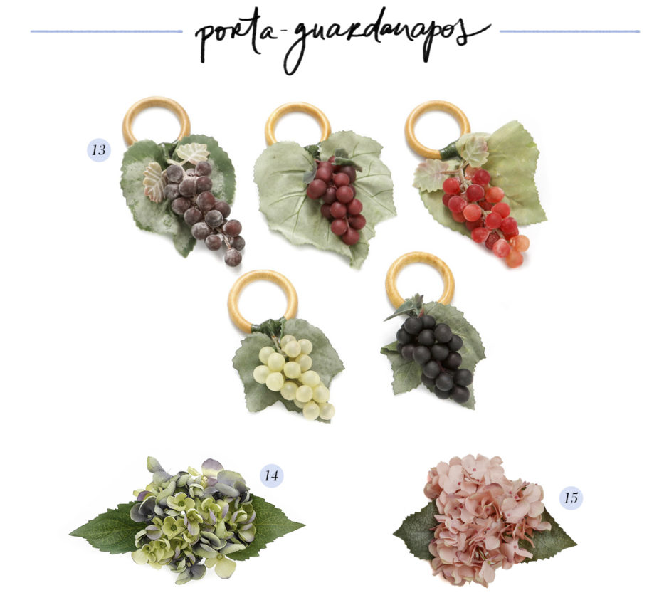 porta-guardanapos de fruta e flores