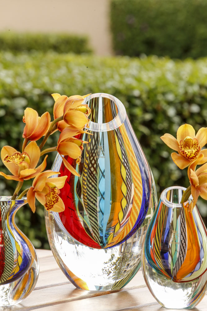 vasos coloridos de cristal Cristais Cá d'Oro 