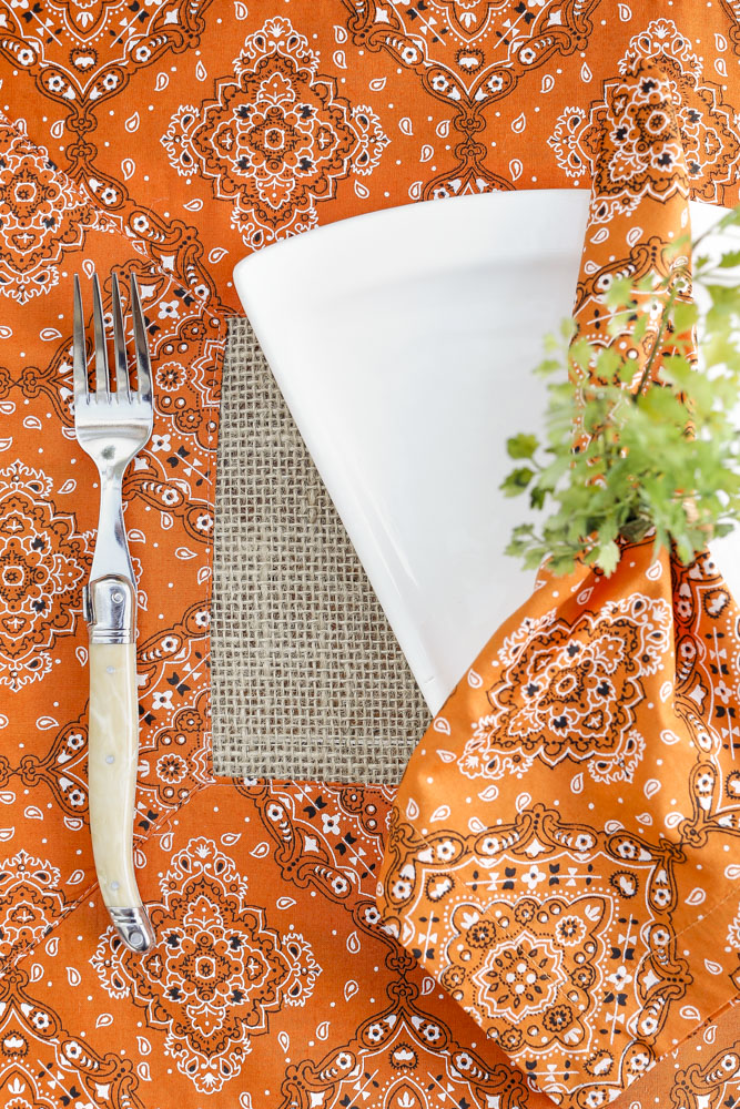 jogo americano estampado bandana laranja