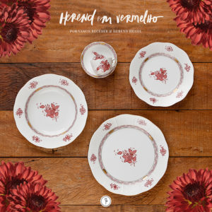 louça branca e vermelha herend