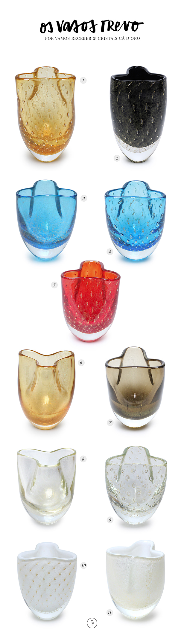 vasos de cristal trevo