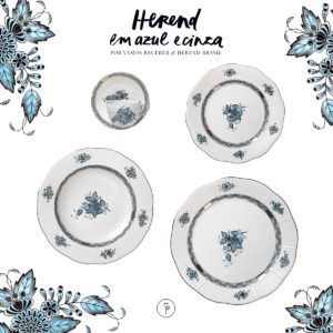 louça herend azul e cinza