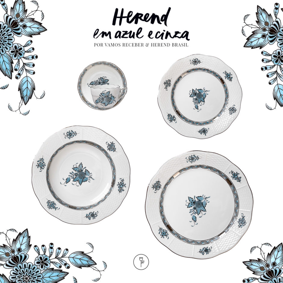 louça herend azul e cinza