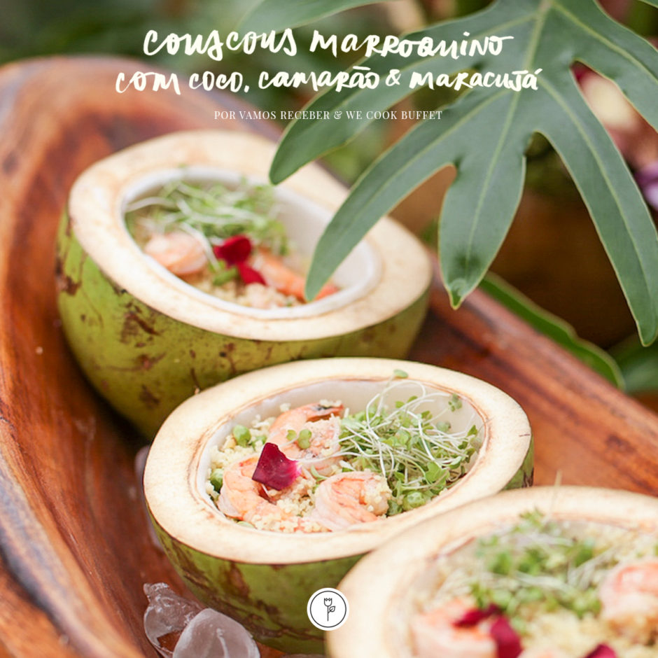couscous marroquino com coco camarão e manjericão