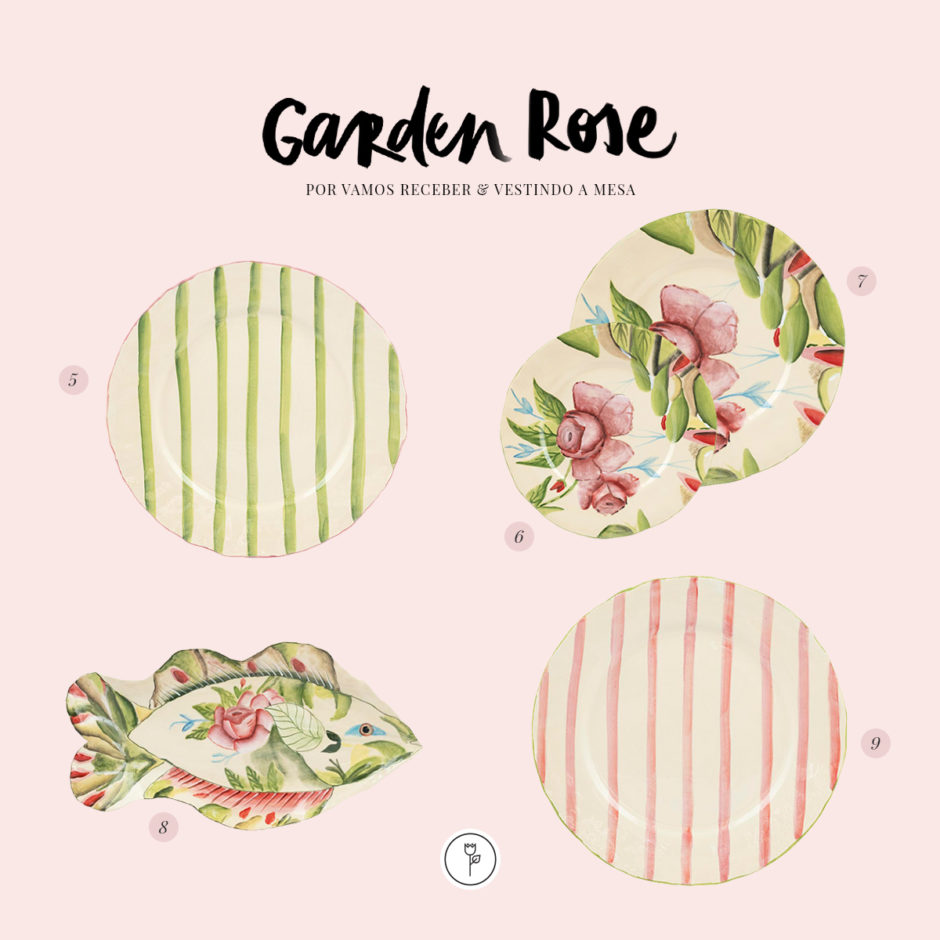 garden rose Vestindo a Mesa louça floral 
