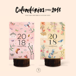 calendário estúdio papel com estampa floral e de borboleta
