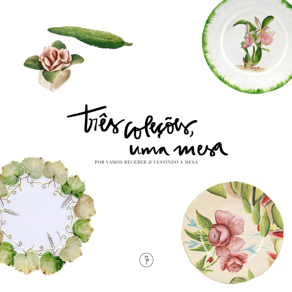 louças em verde e rosa vestindo a mesa 